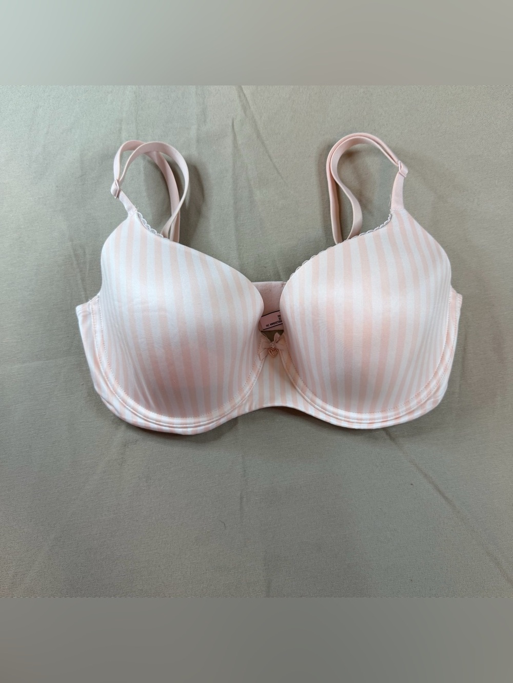 Victoria's Secret Light Pink Striped Underwire Lined Demi Bra